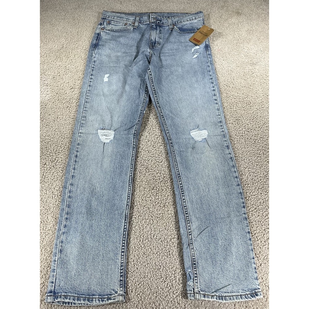 Levis 511 Slim Fit Distressed Blue Jeans Mens 30x32 True Fit 32x32 Light Wash - Picture 1 of 15